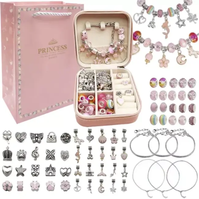 Kruzzel Sieraden Maken Set - 69-Delige DIY Bedelarmbanden Kit - Inclusief Opbergkoffer