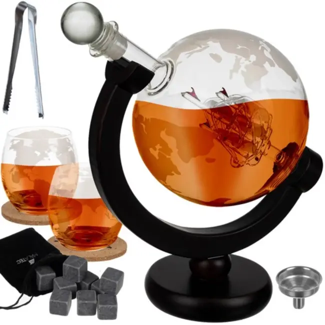 Malatec Globe Whiskey Karaf Set - Uniek en Stijlvol voor de Whiskeykenner