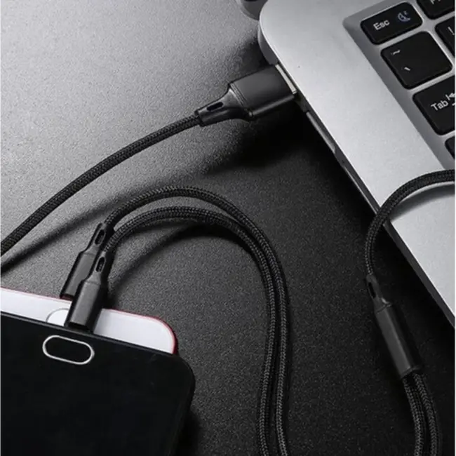 Izoxis 3-in-1 Kabel - Micro USB / Lightning / USB Type-C - Quick Charge 3.0 - Duurzaam