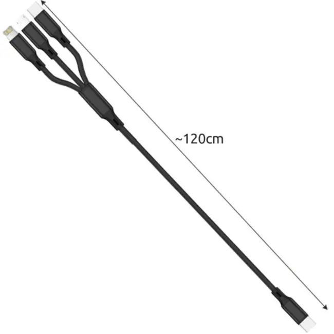 Izoxis 3-in-1 Kabel - Micro USB / Lightning / USB Type-C - Quick Charge 3.0 - Duurzaam