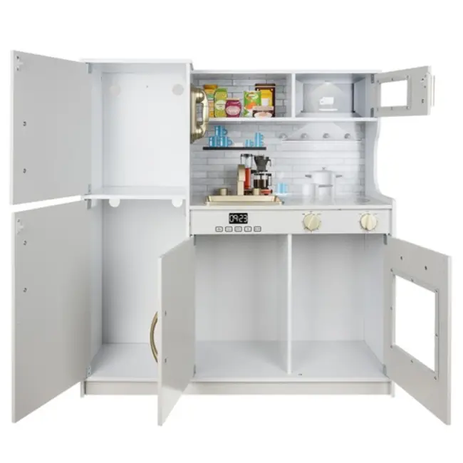 Kruzzel Houten Keuken XL: Stimuleer de Kleine Chef met Licht en Geluid - Wit met Goud