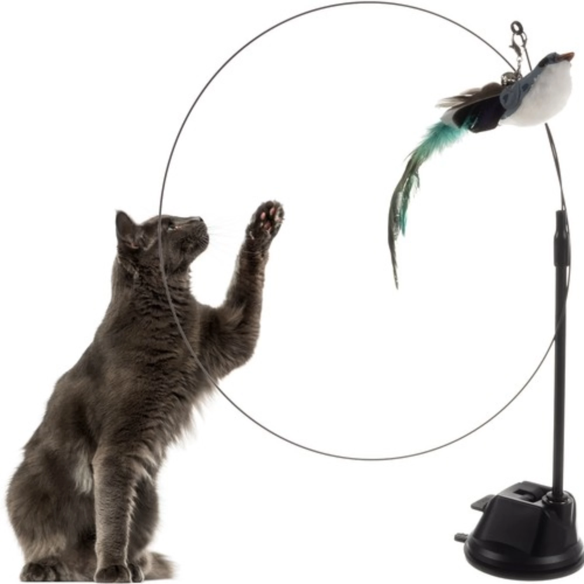 Kattenspeelgoed - Interactief Zuignap Speeltje met Bel en Veer, Actief