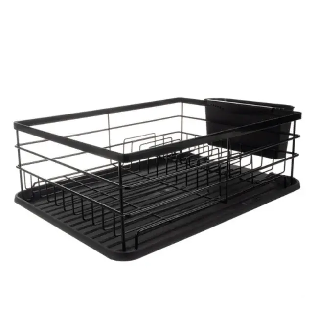 Ruhhy Afdruiprek met Lekbak - Zwart - Stijlvol en Duurzaam voor Uw Keuken