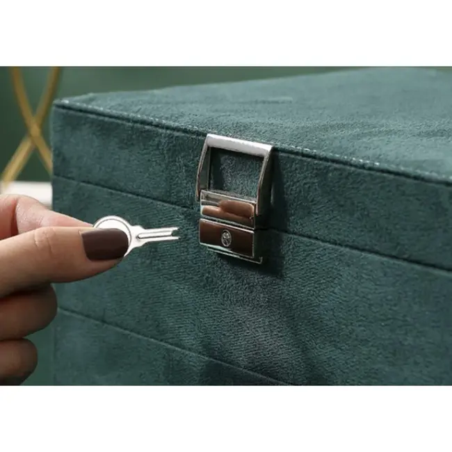 Soulima Velvet Sieradendoos Donkergroen - Luxe en Veilige Opslag voor Sieraden