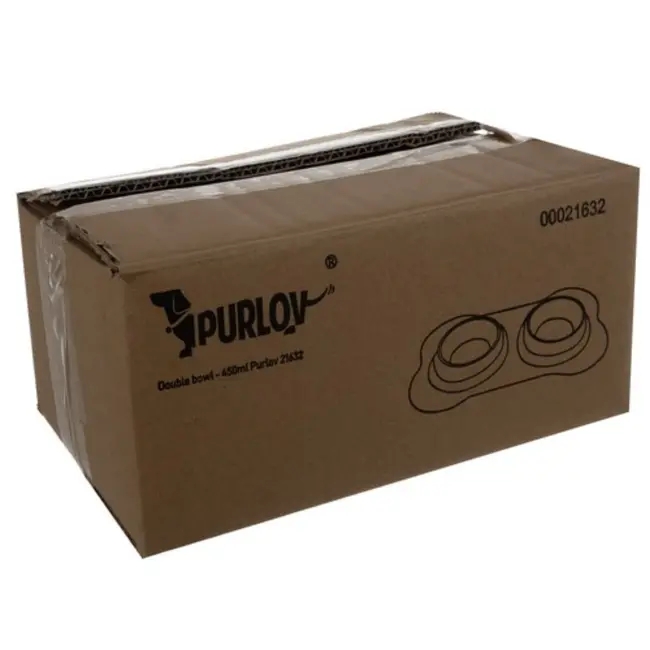 Purlov Dubbele Voerbak voor Huisdieren - Roestvrij Staal & Siliconen - 2 x 450ml - Stabiel & Hygiënisch