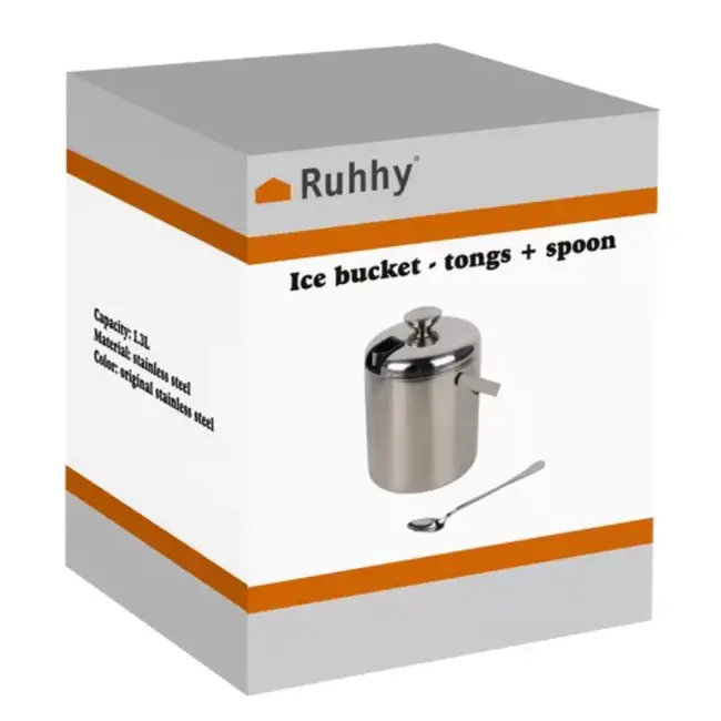 Ruhhy Roestvrijstalen IJsemmer met Tang en Lepel - Perfect voor Feesten