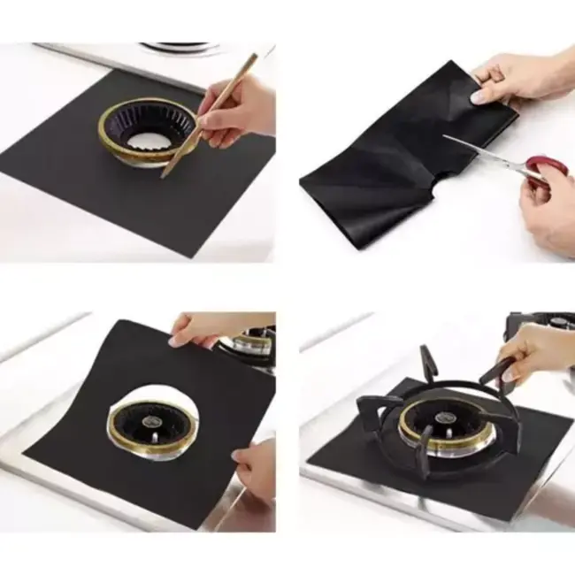 Ruhhy Gasbrander Mat - 27 x 27 cm - Set van 4 - Bescherm Uw Kookplaat