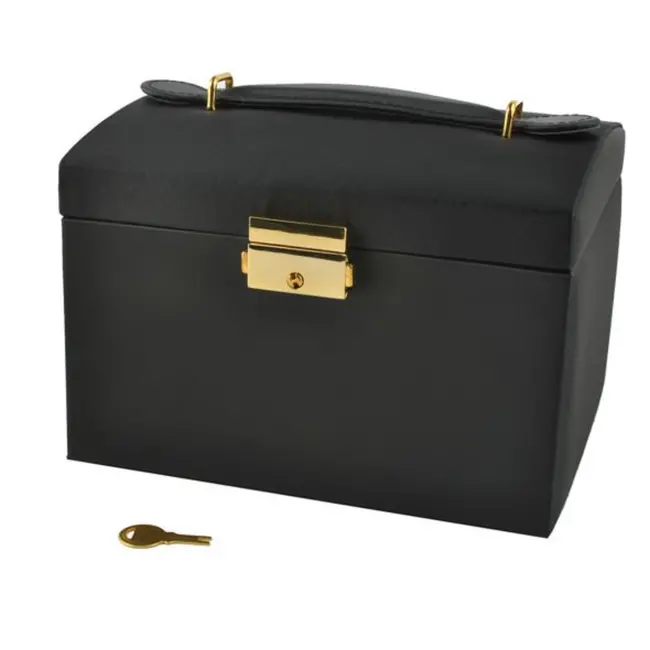 Beautylushh Elegante zwarte sieradendoos met sleutel, spiegel en 20 vakken voor ringen en kettingen