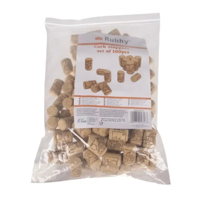 Ruhhy Set van 100 Natuurlijke Wijnfleskurken - Behoud de Kwaliteit van Uw Wijn