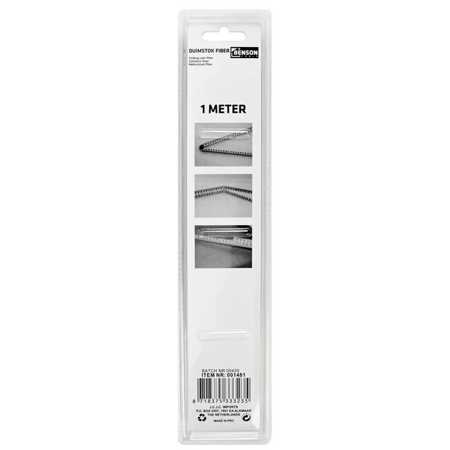 Benson Duimstok - 1 meter - Fiber - Wit - Stevig en duurzaam