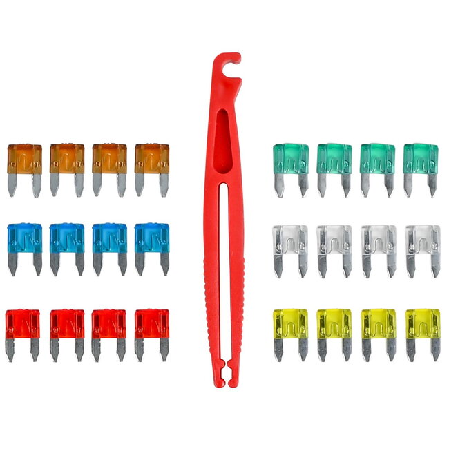 Benson Set mini steekzekeringen met trekker - 25 delig - Bescherming tegen overbelasting en kortsluiting