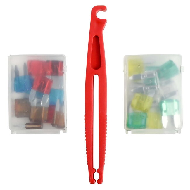 Benson Set mini steekzekeringen met trekker - 25 delig - Bescherming tegen overbelasting en kortsluiting