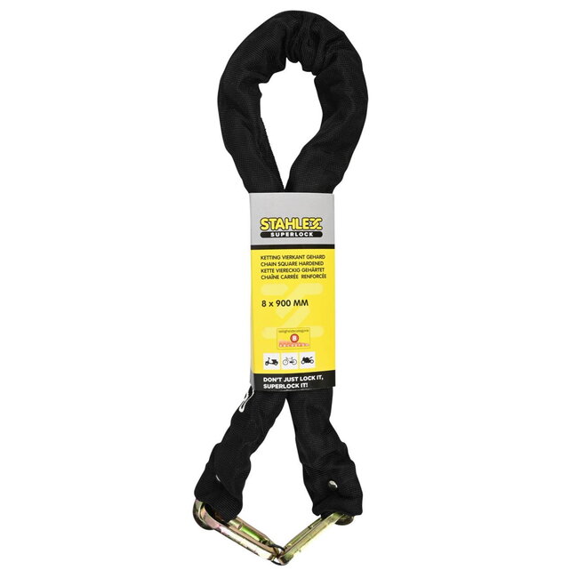 Stahlex Vierkante ketting - gehard staal - 8 x 900 mm - zwart