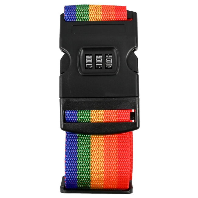 Benson Kleurrijke kofferspanband met cijferslot - 200 cm - extra beveiliging - regenboogkleuren