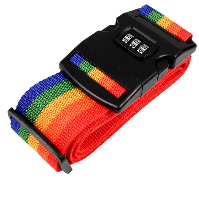 Benson Kleurrijke kofferspanband met cijferslot - 200 cm - extra beveiliging - regenboogkleuren