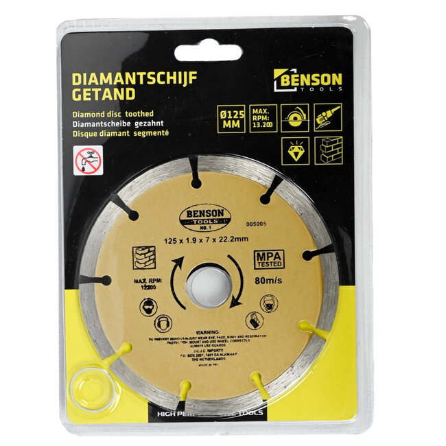 Benson Universele diamantschijf - getand - Ø 125 mm - voor beton en steen
