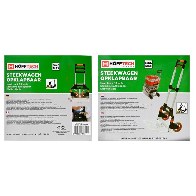 Hofftech Opklapbare steekwagen - aluminium - draagvermogen 60 kg - compact - 63 × 38 cm