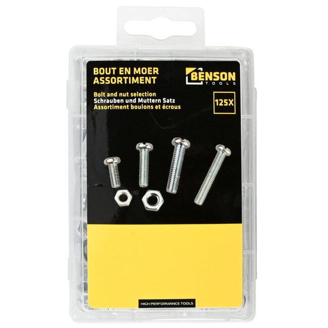 Benson Assortiment bouten en moeren - verzinkt - 125-delig - met handige box