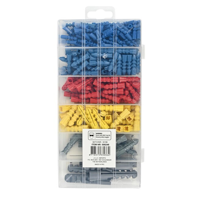 Benson Pluggen Set - Assortimentsbox - 220-delig - Ø 5 t/m 12 mm - Kleurgesorteerd
