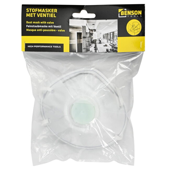 Benson Gevormd stofmasker met ventiel - FFP2 - wit - CE-keur - enkel gebruik