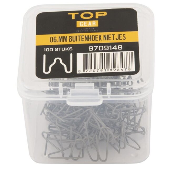 Topgear Buitenhoek nietjes - 0,8 mm - sterke hechting - 100 stuks - veelzijdig gebruik