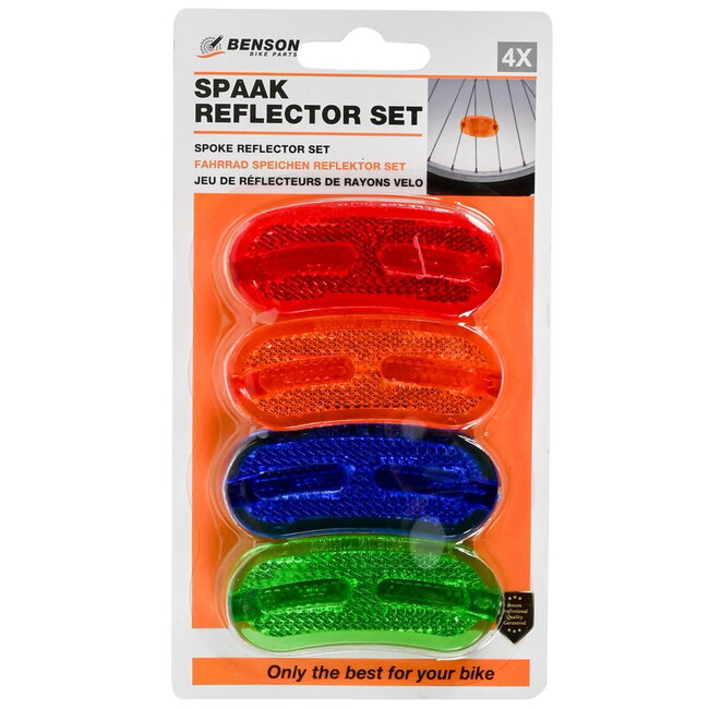 Benson Fietsspaken reflectoren - kleurrijke clips - set van 4 - extra zichtbaarheid