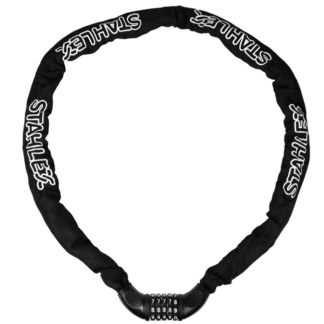 Stahlex Ketting cijferslot - 7 mm schakels - 140 cm - zwart - 4-cijferige code