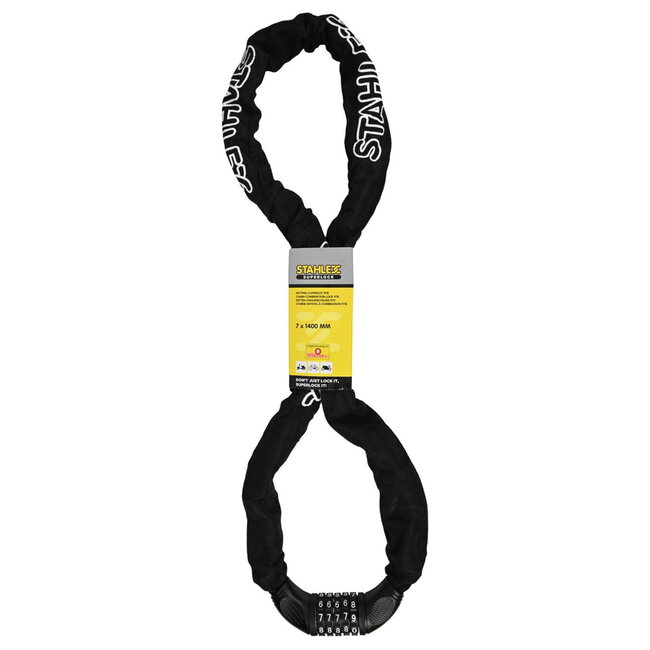 Stahlex Ketting cijferslot - 7 mm schakels - 140 cm - zwart - 4-cijferige code