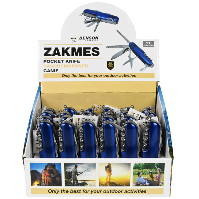 Benson Multifunctioneel zakmes - 11 functies - compact en duurzaam - roestvrijstaal - 9 cm