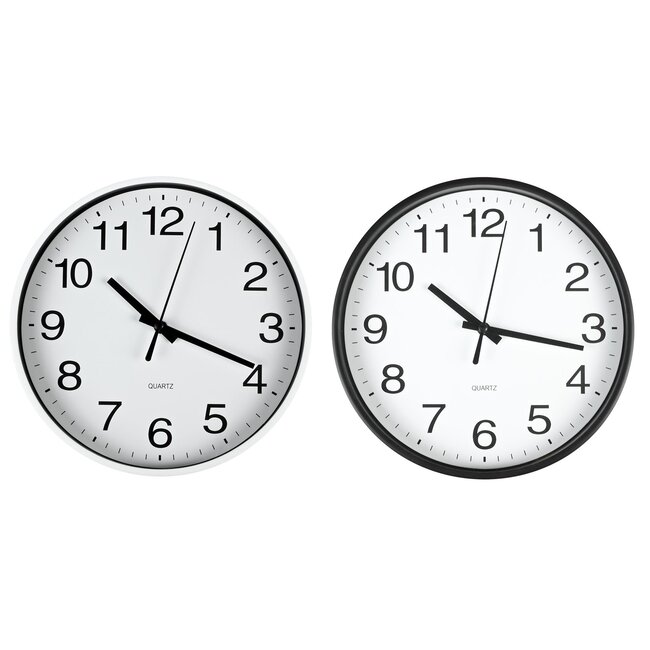 Benson Moderne wandklok - Ø 20 cm - zwart/wit - kunststof - accuraat uurwerk