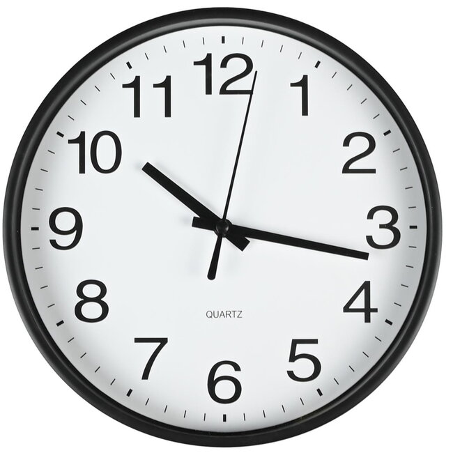 Benson Moderne wandklok - Ø 20 cm - zwart/wit - kunststof - accuraat uurwerk