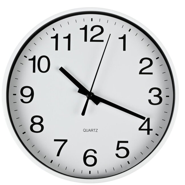 Benson Moderne wandklok - Ø 20 cm - zwart/wit - kunststof - accuraat uurwerk