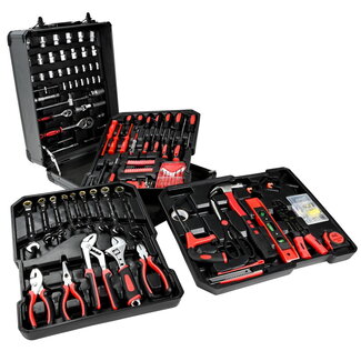 Hofftech Gereedschapstrolley op wielen - Aluminium - 186-delig - Compact en mobiel Hofftech Gereedschapstrolley op wielen - Aluminium - 186-delig - Compact en mobiel