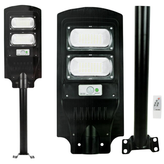 Hofftech Solar LED lantaarn - lichtsensor - IP65 - 11000 mAh - inclusief muurbeugel 40 cm