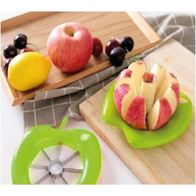 Benson Appelsnijder - 8 Partjes - Klokhuisverwijderaar - RVS en PP - Groen - 14 x 15 cm
