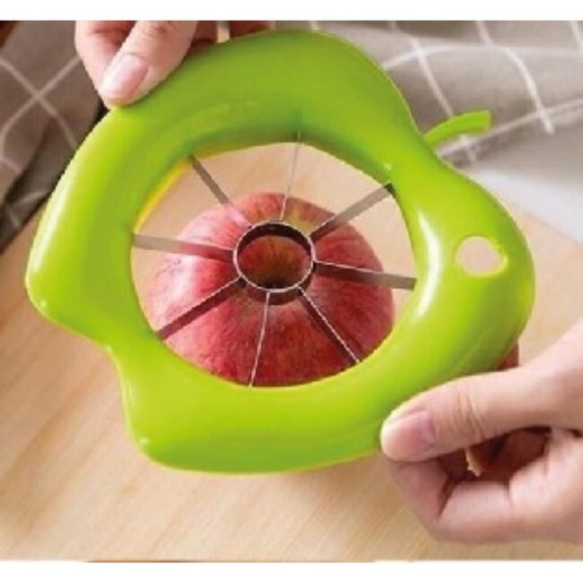 Benson Appelsnijder - 8 Partjes - Klokhuisverwijderaar - RVS en PP - Groen - 14 x 15 cm