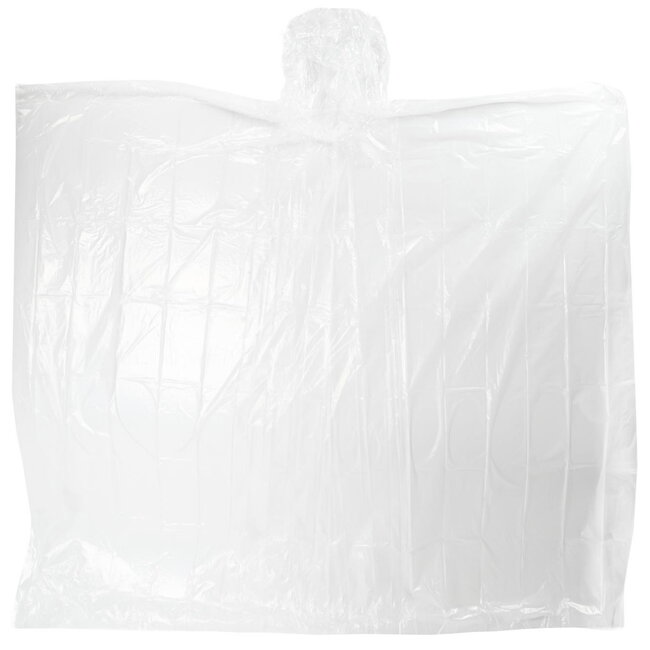 Benson Wegwerp regenponcho - transparant - compact - duurzaam PE-materiaal - one size fits most