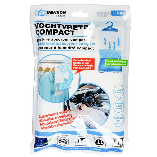 Benson Compacte vochtopnemer - 210 gram - geurloos - voor huis en auto