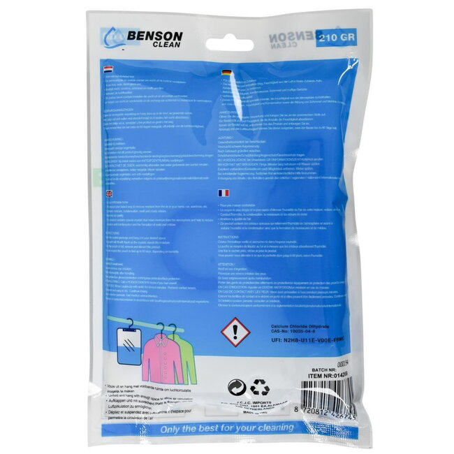 Benson Compacte vochtopnemer - 210 gram - geurloos - voor huis en auto