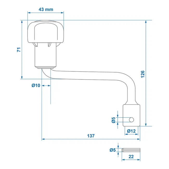 ProPlus Hendel voor neuswiel - 48 mm - Asdiameter 12 mm - Stabiele bediening