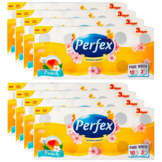 Perfex Peach Toiletpapier 80 Rollen: Luxe 3-Laags Zachtheid & Frisse Geur