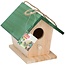 Lifetime Houten vogelhuisje - klassiek ontwerp - groen dak - 17 x 16 x 15 cm