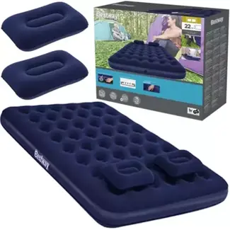 Bestway Twee Persoons Luchtbed met Pomp en Kussens - 203x152x22 cm - Luxe en Comfort