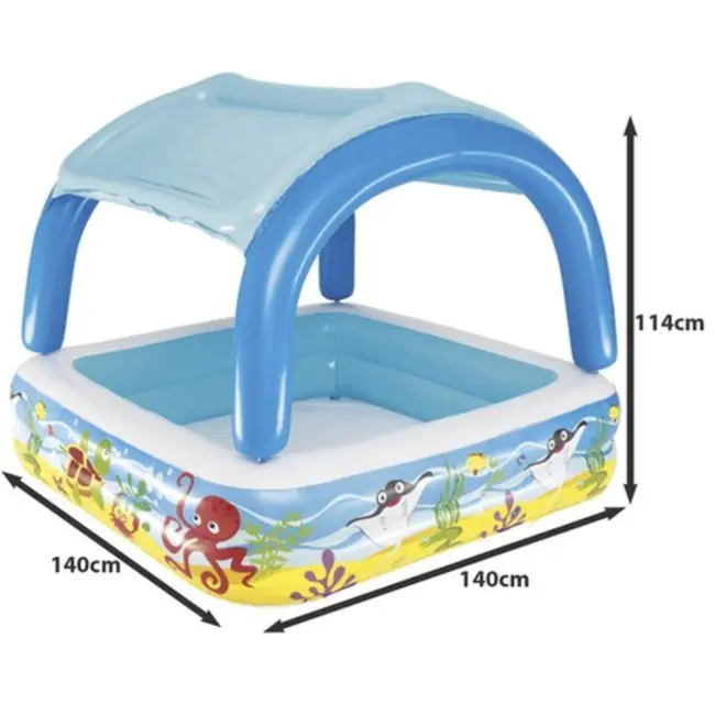 Bestway Kinderzwembad met Luifel - 140x140x114 cm - Perfect voor Zomerse Dagen