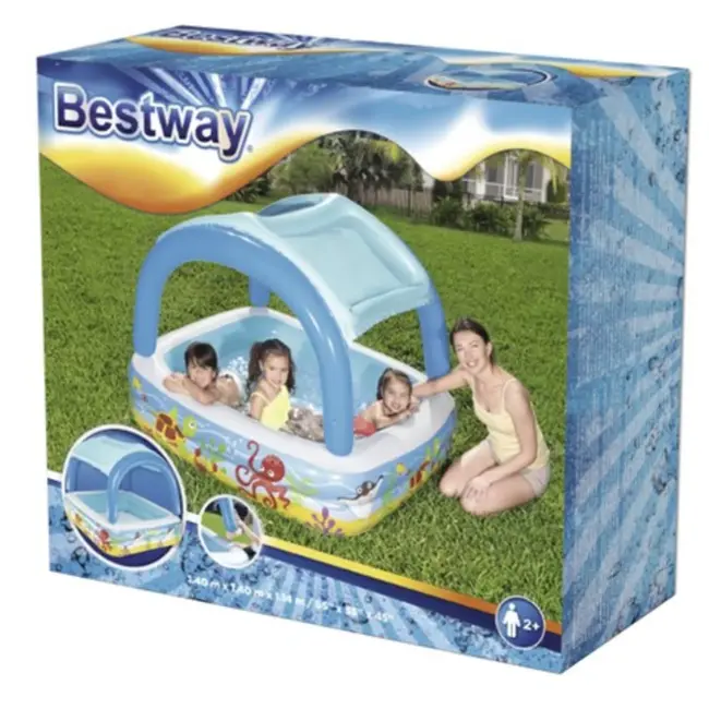 Bestway Kinderzwembad met Luifel - 140x140x114 cm - Perfect voor Zomerse Dagen