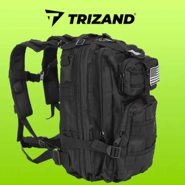 Trizand 26L Militaire Toeristenrugzak Klein Zwart - Perfect voor Avonturen en Dagelijks Gebruik
