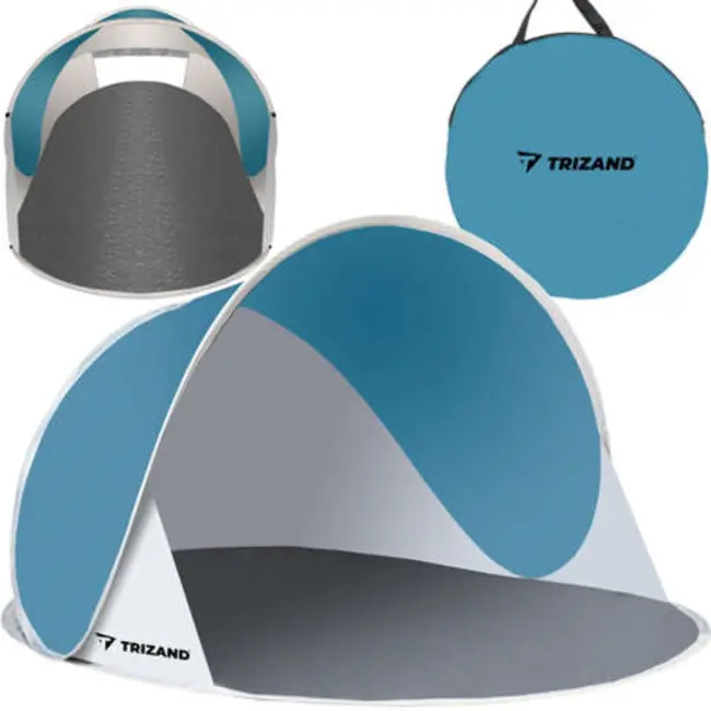 Trizand Namiot Compacte Strandtent 145x100x70cm - Turkoois-Grijs - Licht en Makkelijk