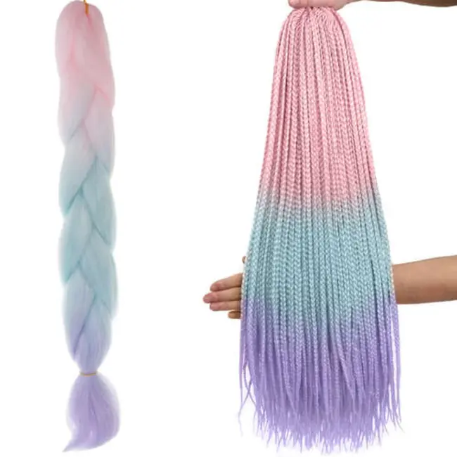 Soulima Synthetische Vlechtjes Ombre - Trendy Roze/Navy/Violet - 60 cm
