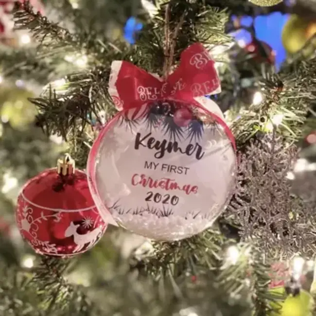 Ruhhy Set van 12 Transparante Acryl Kerstballen - Ideaal voor DIY Decoratie