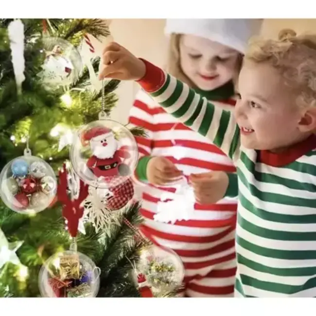 Ruhhy Set van 12 Transparante Acryl Kerstballen - Ideaal voor DIY Decoratie